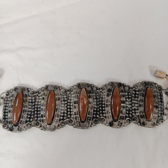 Silver Tone Brown Metallic Bracelet NWOT - Picture 5 of 11